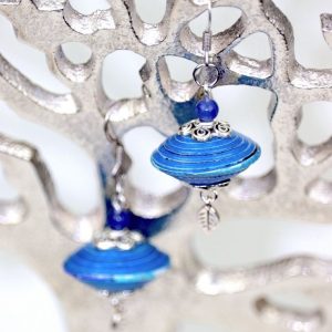 Boucles d'oreilles Bleu Feuille