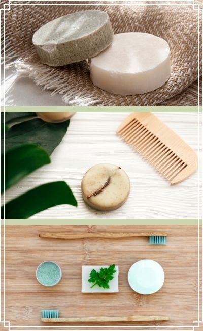 savon, dentifrice et champoing solide