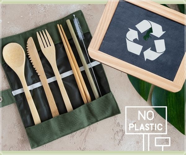 panneau no plastic; couvert en bambou, paille en Knox, logo recyclage
