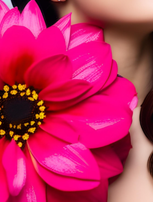 grosse fleur sur le cou d'une femme comme un collier idéal 