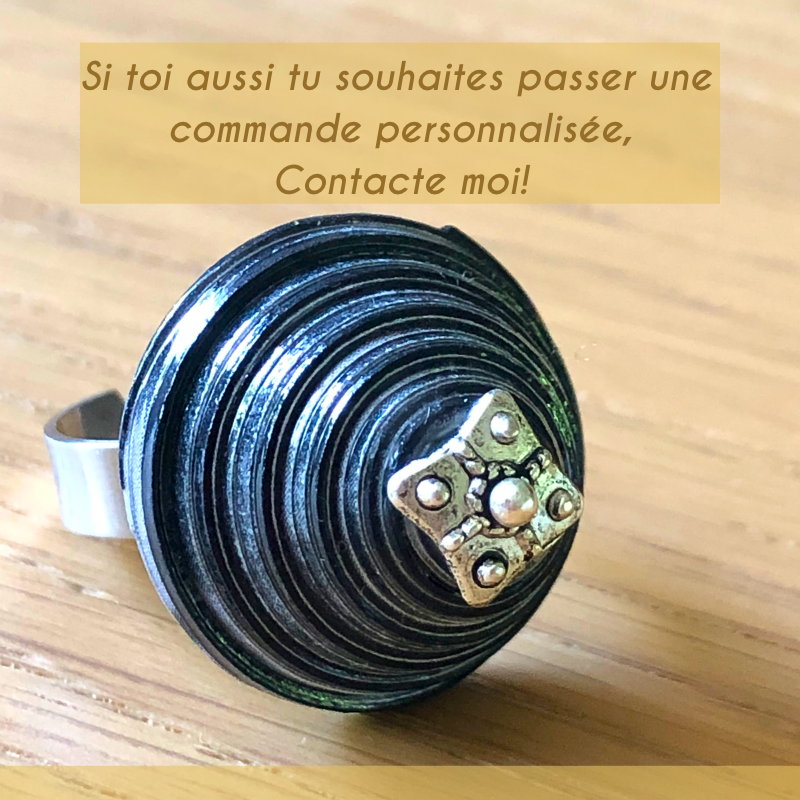 bague en papier vue de devant avec l'explication que l'on souhaite une commande personnalisée il suffit de me contacter