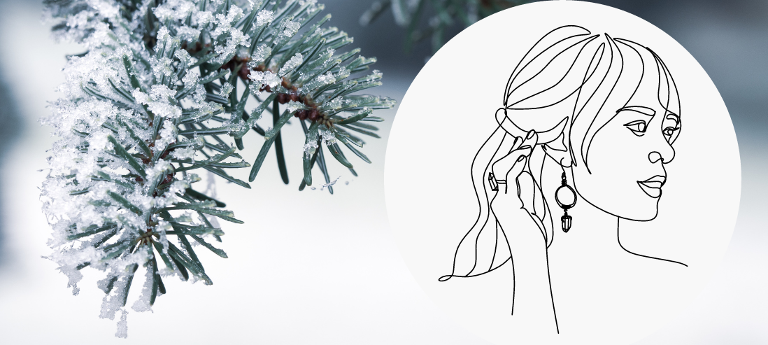 femme avec bijoux adaptés à l'hiver